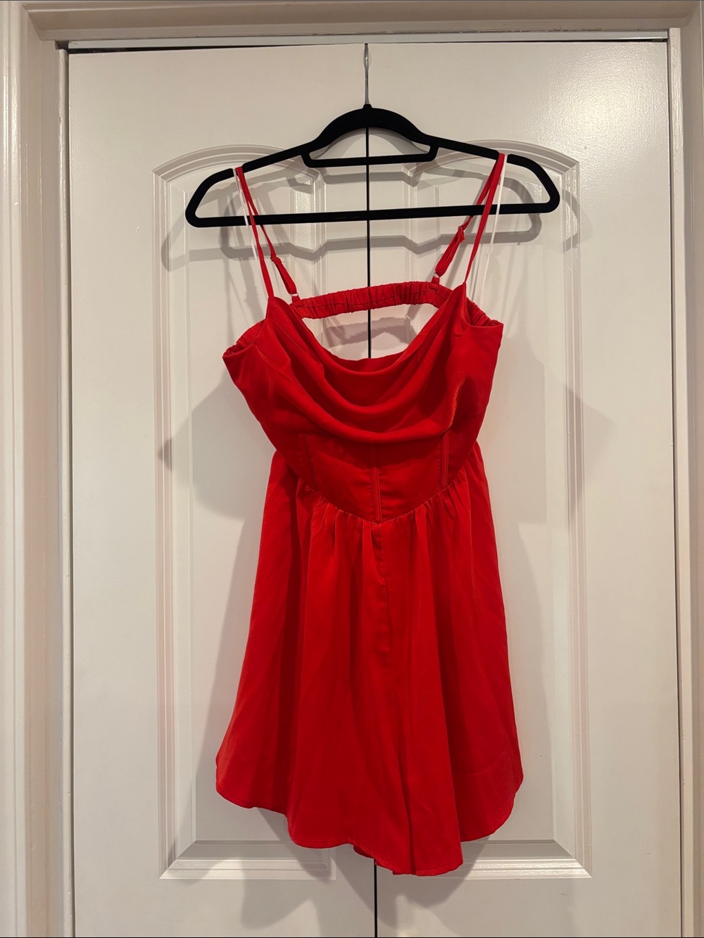 Princess Polly Red Cowl Neck Spaghetti Strap Romper
